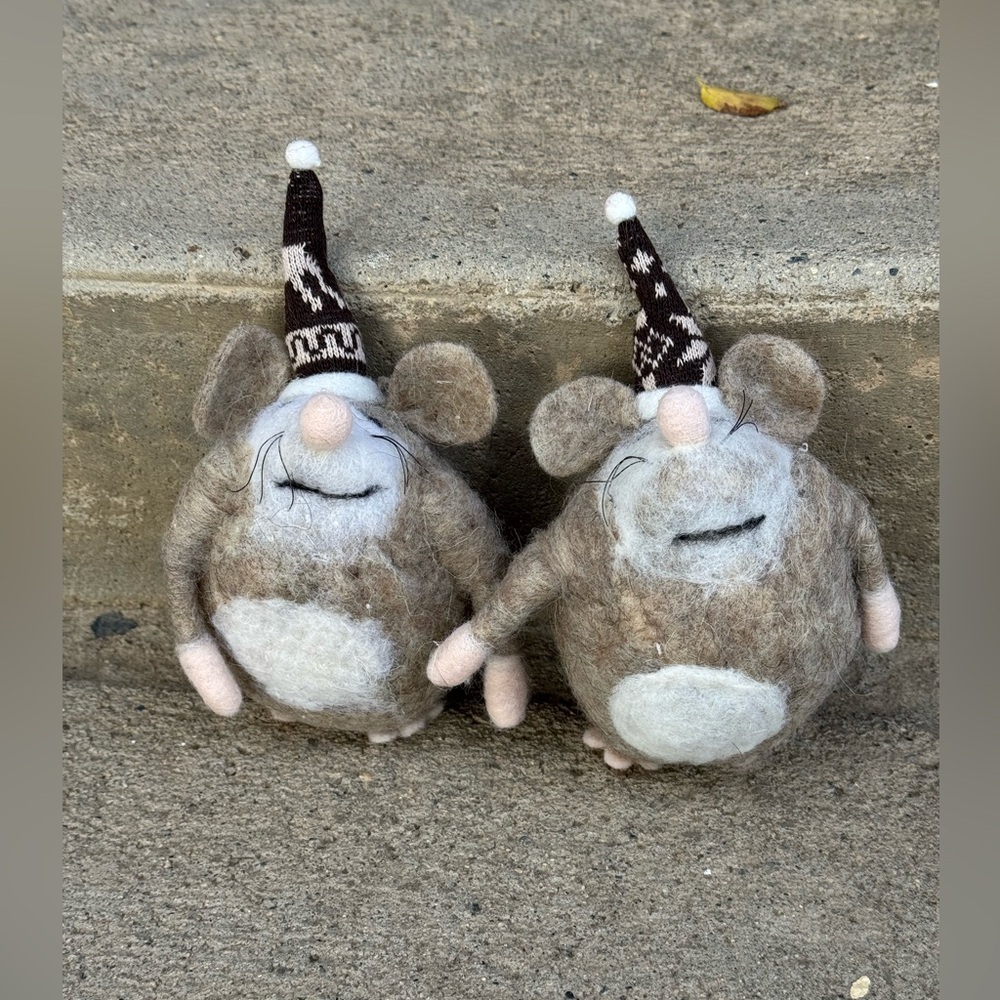 Felt Christmas Mice Pair Rustic Christmas Decor‎ Folklorecore